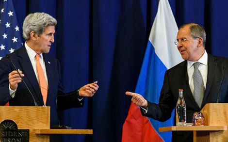 Ngoại trưởng Mỹ và Nga tại cuộc họp báo ở Geneve.