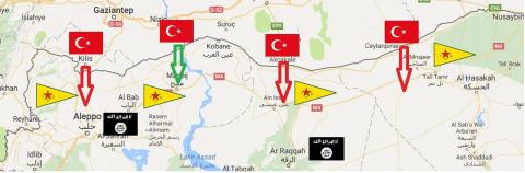 Đồ họa ảnh hưởng của Thổ Nhĩ Kỳ tại Syria.
