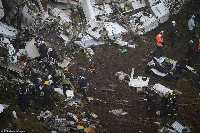 
Hiện trường vụ máy bay rơi. (Ảnh: AFP)
